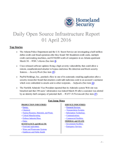 Daily Open Source Infrastructure Report 01 April 2016 Top Stories