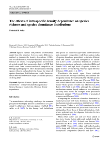 The effects of intraspecific density dependence on species