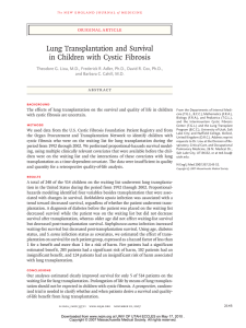 Lung Transplantation and Survival in Children with Cystic Fibrosis original article