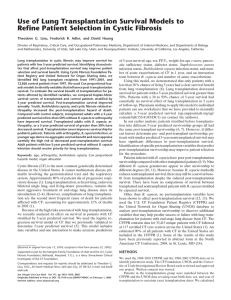 Use of Lung Transplantation Survival Models to