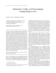 Optimization, Conflict, and Nonoverlapping Foraging Ranges in Ants Frederick R. Adler