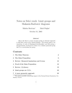 Notes on Sela’s work: Limit groups and Makanin-Razborov diagrams Mladen Bestvina Mark Feighn