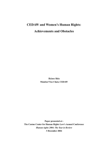 CEDAW and Women’s Human Rights: Achievements and Obstacles