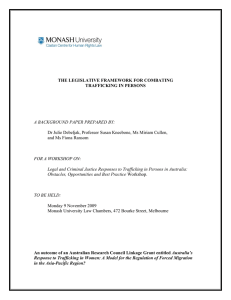 THE LEGISLATIVE FRAMEWORK FOR COMBATING TRAFFICKING IN PERSONS