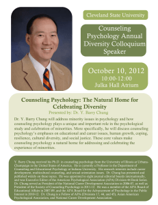 October 10, 2012 Counseling Psychology Annual Diversity Colloquium