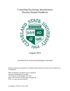 Counseling Psychology Specialization Doctoral Student Handbook  August 2015