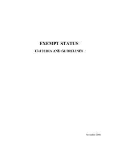 EXEMPT STATUS CRITERIA AND GUIDELINES  November 2006