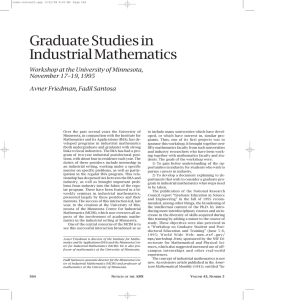 Graduate Studies in Industrial Mathematics Workshop at the University of Minnesota,