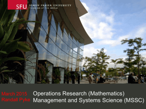 Operations Research (Mathematics) Management and Systems Science (MSSC) March 2015