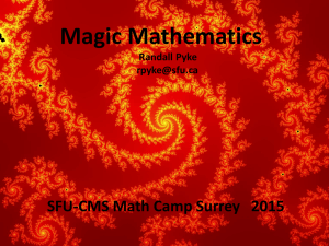Magic Mathematics SFU-CMS Math Camp Surrey   2015  Randall Pyke