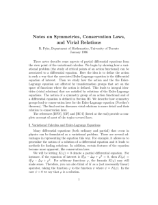 Notes on Symmetries, Conservation Laws, and Virial Relations