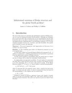 Infinitesimal variations of Hodge structure and the global Torelli problem 1. Introduction