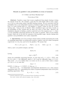 Bounds on gambler’s ruin probabilities in terms of moments Abstract.
