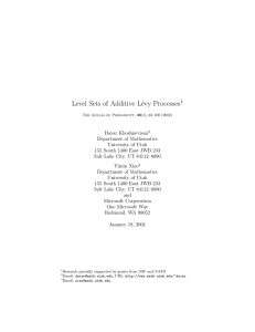 Level Sets of Additive L´evy Processes