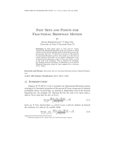 Fast Sets and Points for Fractional Brownian Motion By Davar Khoshnevisan*