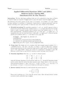 Applied Differential Equations 2250-1 and 2250-2 Midterm Exam 2 Spring 2003