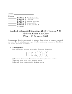 Applied Differential Equations 2250-1 Version A-M Midterm Exam 2 In-Class Name