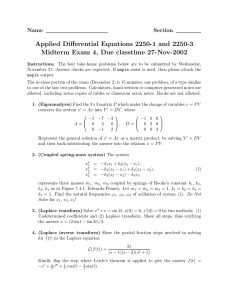 Applied Differential Equations 2250-1 and 2250-3 Name Section
