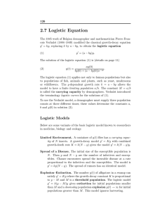 2.7 Logistic Equation