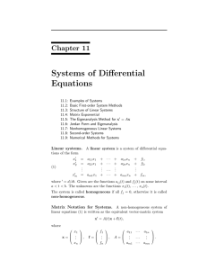 Systems of Differential Equations Chapter 11