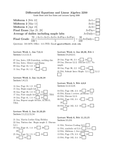 Differential Equations and Linear Algebra 2250 [Feb 12] Av1= Midterm 1