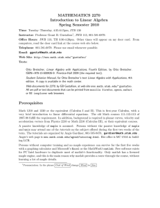 MATHEMATICS 2270 Introduction to Linear Algebra Spring Semester 2010