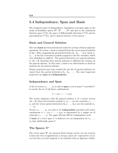 5.4 Independence, Span and Basis