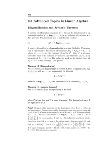 9.3 Advanced Topics in Linear Algebra Diagonalization and Jordan’s Theorem