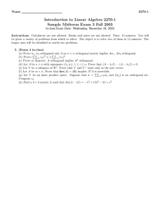 Introduction to Linear Algebra 2270-1 Sample Midterm Exam 3 Fall 2003 Name 2270-1