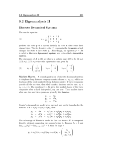 9.2 Eigenanalysis II Discrete Dynamical Systems