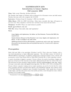 MATHEMATICS 2270 Introduction to Linear Algebra Fall semester 2008