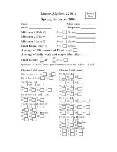 Linear Algebra 2270-1 Spring Semester 2004