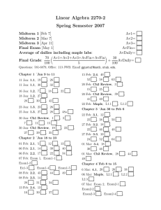 Linear Algebra 2270-2 Spring Semester 2007