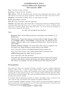 MATHEMATICS 3150-1 Partial Differential Equations Fall semester 2009