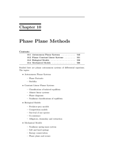 Phase Plane Methods Chapter 10 Contents