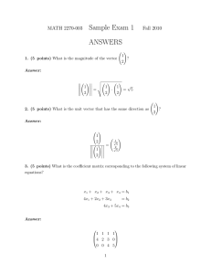 Sample Exam 1 ANSWERS MATH 2270-003 Fall 2010