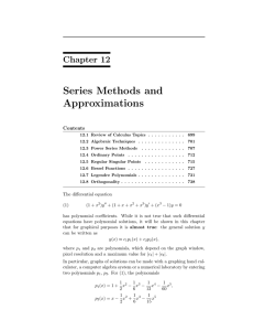 Series Methods and Approximations Chapter 12 Contents