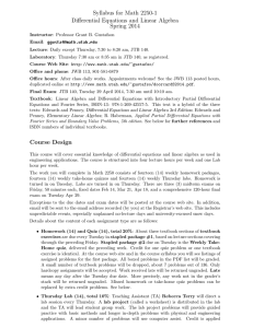Syllabus for Math 2250-1 Differential Equations and Linear Algebra Spring 2014
