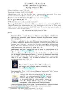 MATHEMATICS 3150-4 Partial Differential Equations Spring Semester 2014