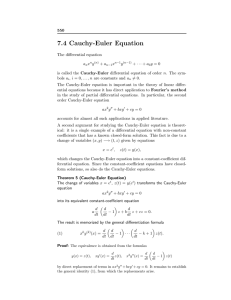 7.4 Cauchy-Euler Equation