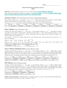 Name Math 2250 Numerical Methods Project S2015 numericalDEproject-S2015.pdf