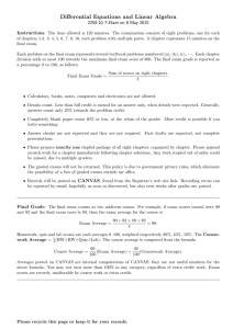 Differential Equations and Linear Algebra 2250-10 7:15am on 6 May 2015 Instructions