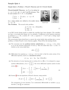 Sample Quiz 4 Picard-Lindel¨ of Theorem