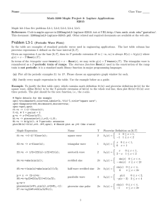 Name Class Time Math 2280 Maple Project 3: Laplace Applications S2015