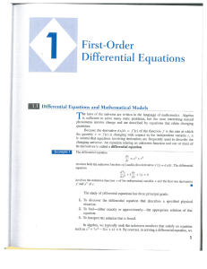 First-•r.er Differe til Equ ti.ns T Differential E uations and Mathematical Models