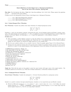 Name Math 2280 Extra Credit Maple Lab 4, Mechanical Oscillations.