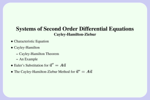 Systems of Second Order Differential Equations Cayley-Hamilton-Ziebur • ~