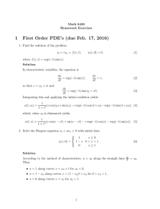 1 First Order PDE’s (due Feb. 17, 2016)