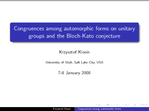 Congruences among automorphic forms on unitary groups and the Bloch-Kato conjecture