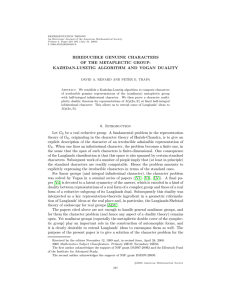 REPRESENTATION THEORY An Electronic Journal of the American Mathematical Society